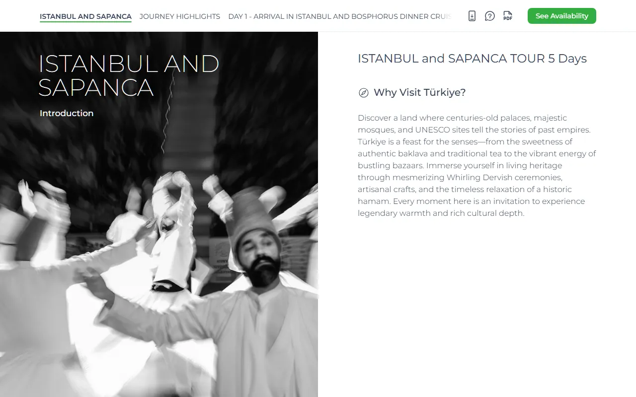 Screenshot of Istanbul & Sapanca Tour — 5 Days